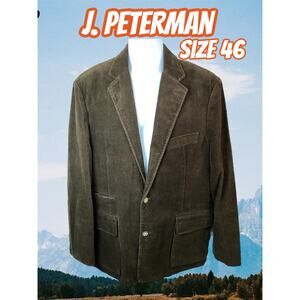 Vintage J Peterman Sport Coat 46 Brown Cotton Blazer Jacket 90s Casual